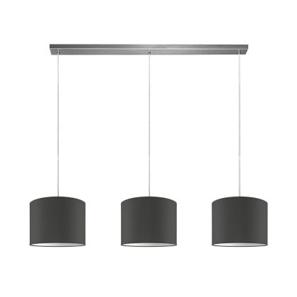 hanglamp Bling-Beam 3-lichts, lampenkap 25/25/19cm, gemaakt van stof en metaal, geschikt voor E27 LED lamp, antraciet, pendel lengte 100 cm, Pendellamp geschikt voor woonkamer, slaapkamer, keuken