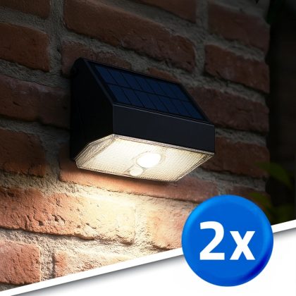 Solar wandlamp beam met schemer- en bewegingssensor op zonne-energie set van 2 stuks