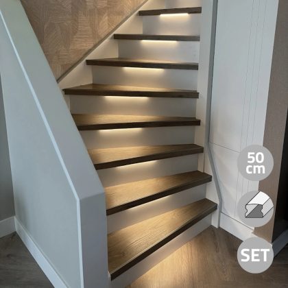 Trapverlichting led strip helder wit 50 cm - complete set inclusief profiel