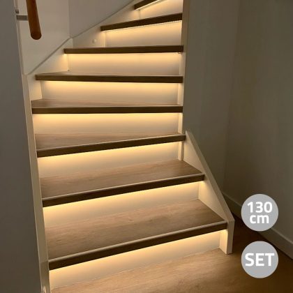 Trapverlichting led strip warm wit - complete set 130 cm