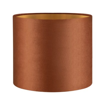 Fluweel - Velvet Lampenkap - Cilinder - Bruin + goud - Luxe stijl - ø20 x 17 cm - E27 fitting - voor tafellampen en Pendellamp - voor woonkamer en eetkamer