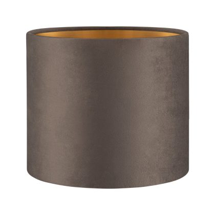 Fluweel - Velvet Lampenkap - Cilinder - Grey + goud - Luxe stijl - ø20 x 17 cm - E27 fitting - voor tafellampen en Pendellamp - voor woonkamer en eetkamer