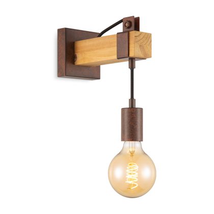 Light depot - wandlamp Denton 1L - hout / roest - Outlet