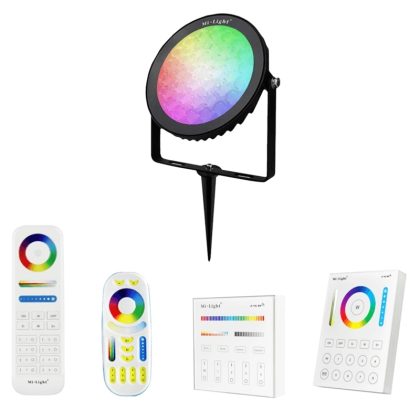 1-4 RGBWW Wifi led tuinspots 15 Watt set met afstandsbediening