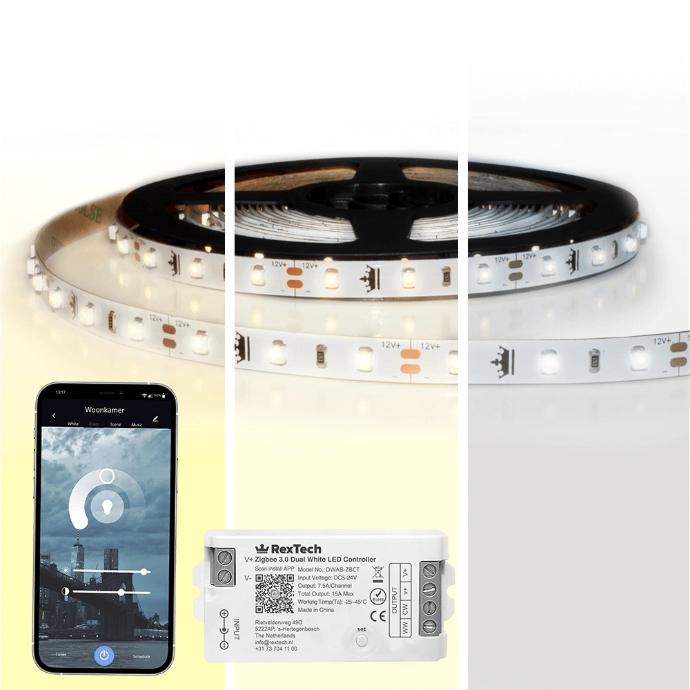 17 meter complete set witte led strip met Zigbee controller