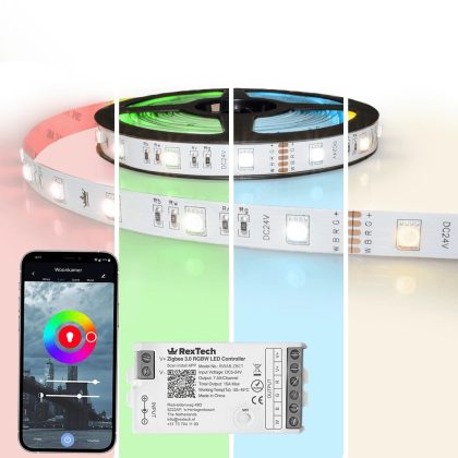 20 meter complete set RGBW led strip met Zigbee controller