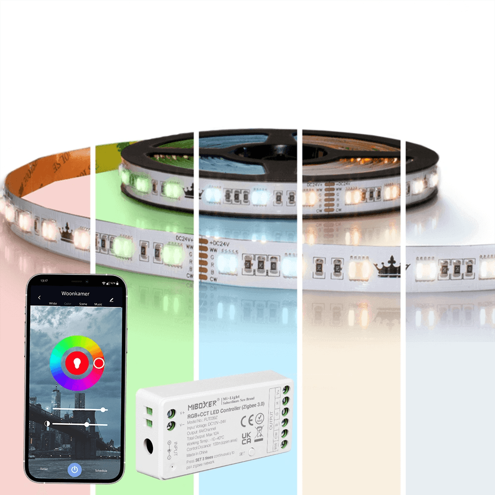 20 meter complete set RGBWW led strip met zigbee controller