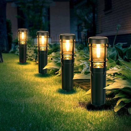 4x Faro Solar LED Tuinlamp Zwart