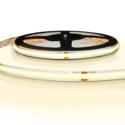 5 meter cob led strip ip20 24v - warm wit 3000k - 384 leds p/m