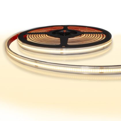 5 meter cob led strip ip65/67 24v - warm wit 3000k - 384 leds p/m