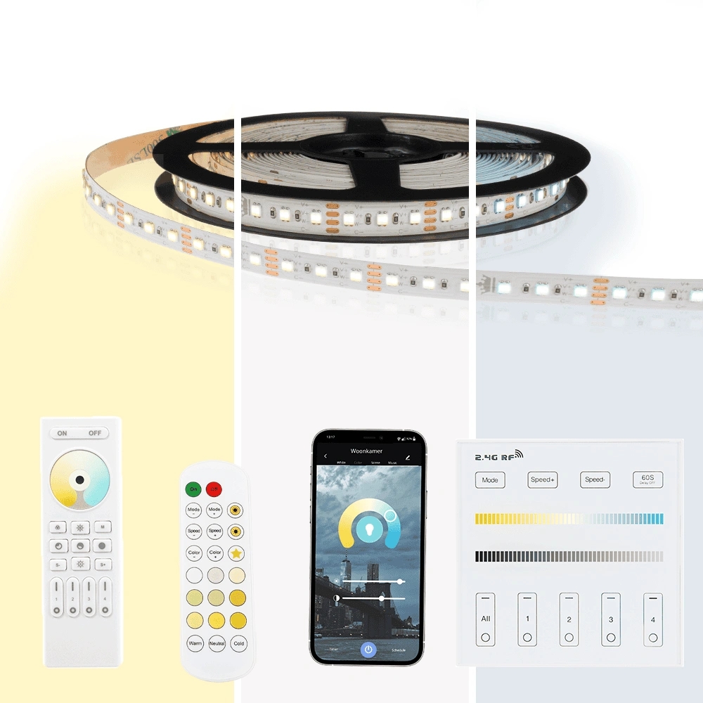 5 meter dual white led strip complete set - premium 600 leds