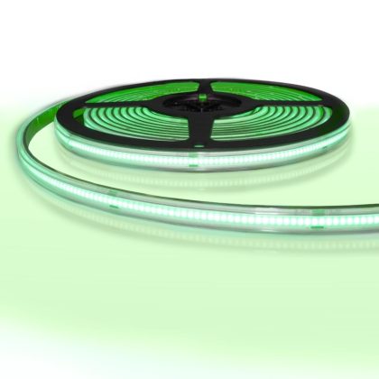 5 meter gekleurde cob led strip ip65/67 24v - groene kleur - 384 leds p/m