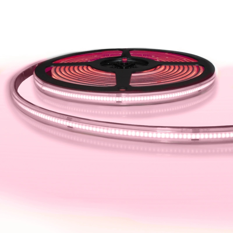 5 meter gekleurde cob led strip ip65/67 24v - rode kleur - 384 leds p/m