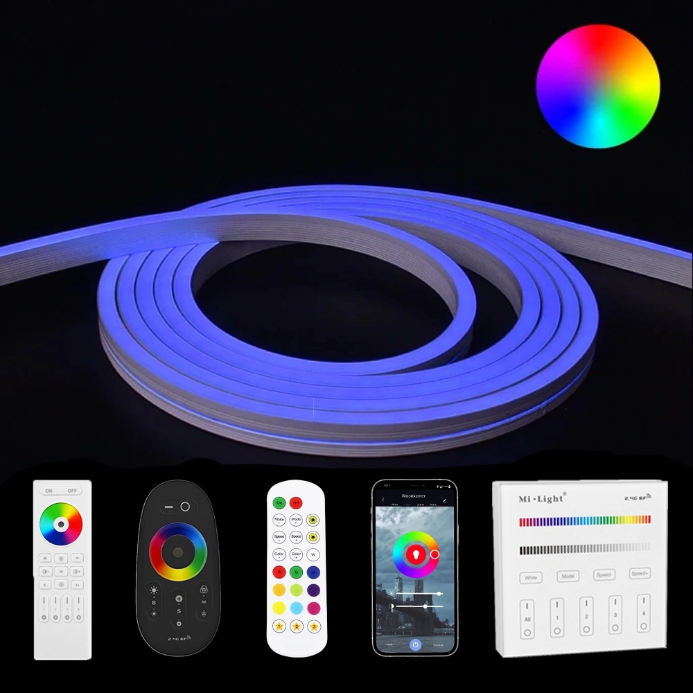 5 meter RGB neon led flex maxi recht - complete set neon verlichting
