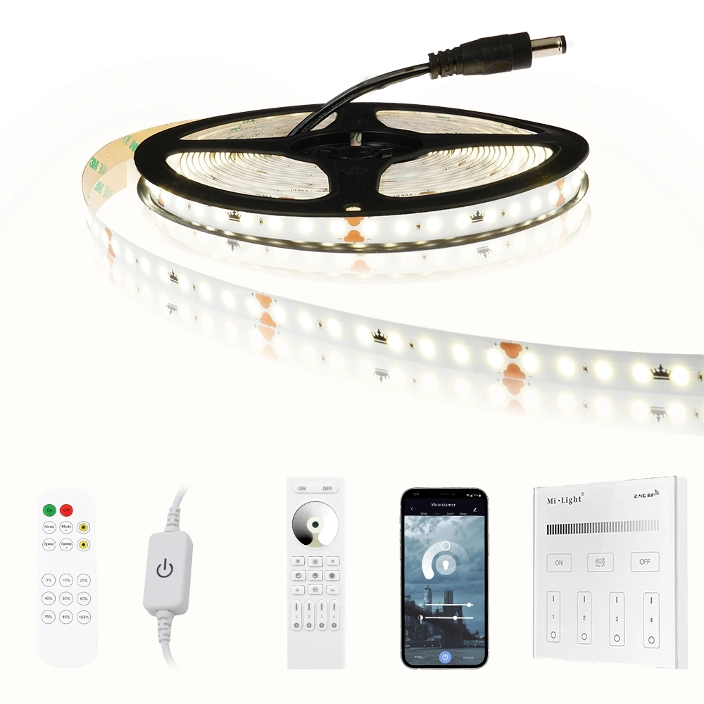 6 meter led strip helder wit - complete set - basic 128 leds p/m