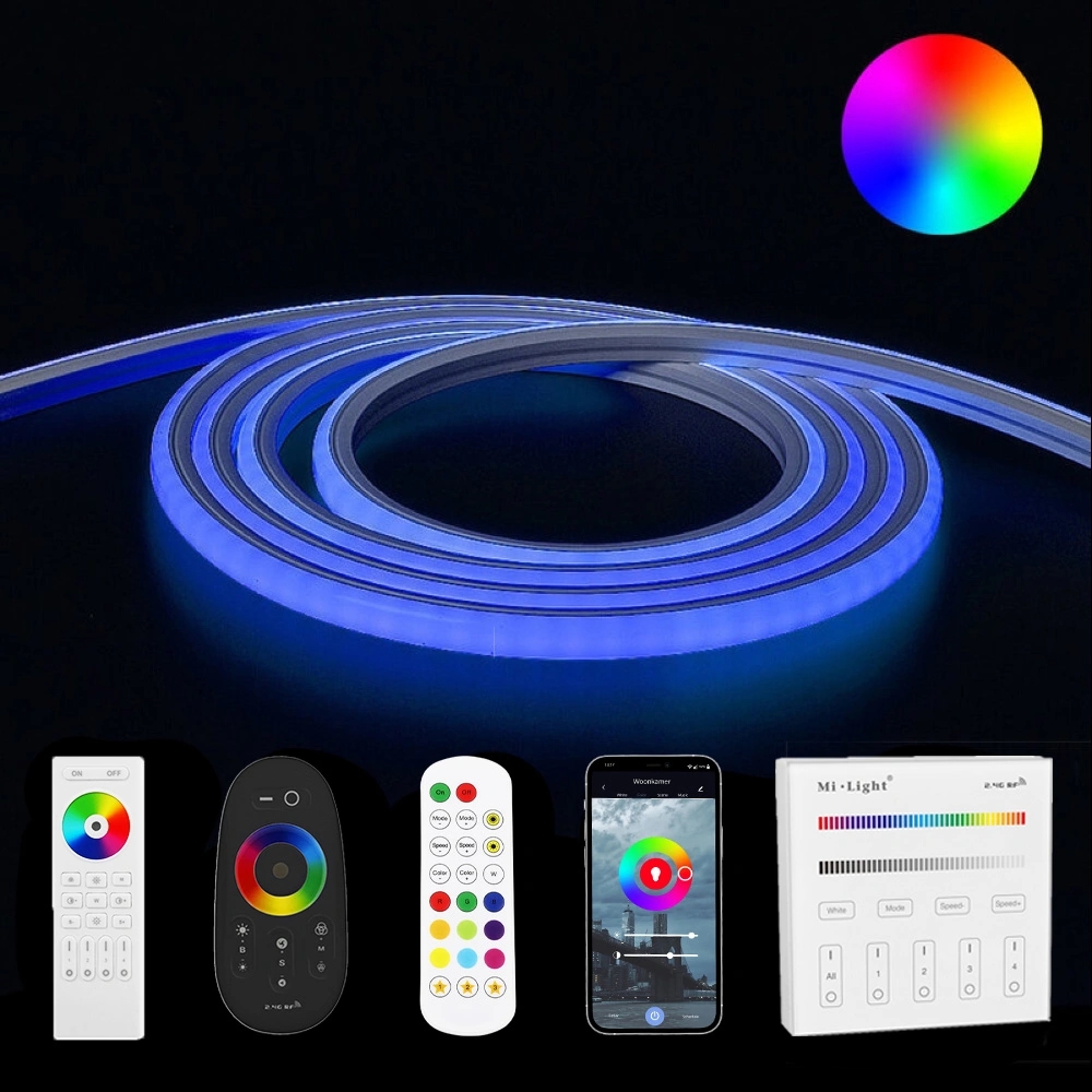 6 meter RGB neon led flex midi top view - complete set neon verlichting