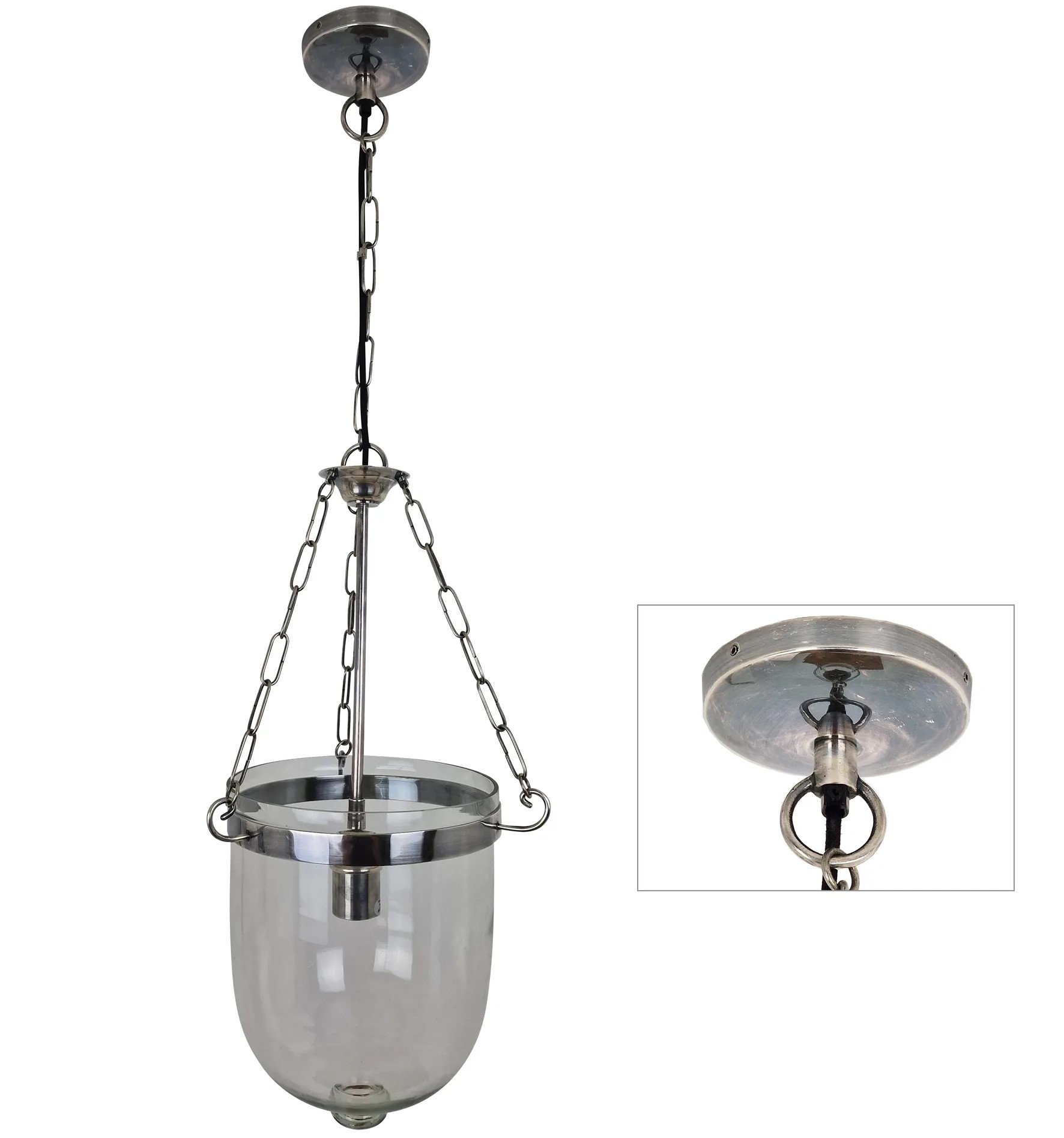 Hanglamp Bell Jar Antiek Zilver