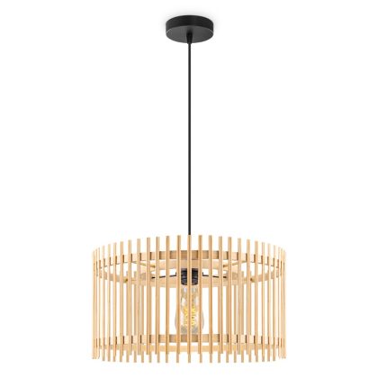 Boheemse Hanglamp - Bamboe Lampenkap - Rond - Beige - Ø40 x 126 cm - E27 fitting - Ontworpen voor gebruik in slaapkamers en werkruimtes - Inclusief 1 meter kabel