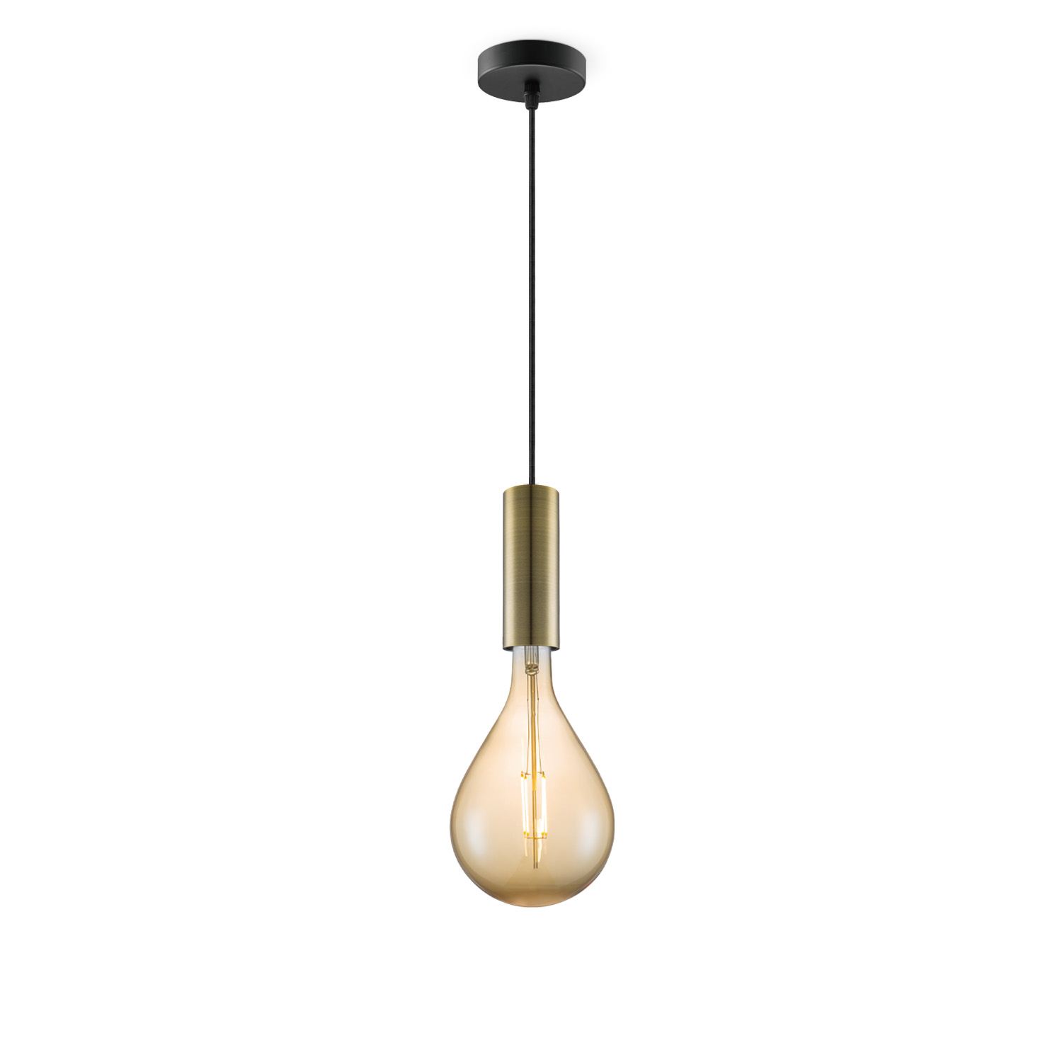 Light depot - hanglamp Saga brons Pear - amber - Outlet