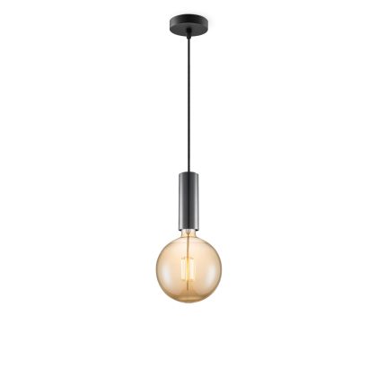 Light depot - hanglamp Saga zwart Globe g180 - amber - Outlet