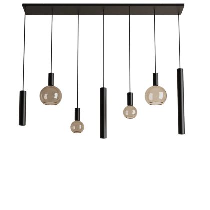 Hanglamp Riva recht 7 lichts zwart