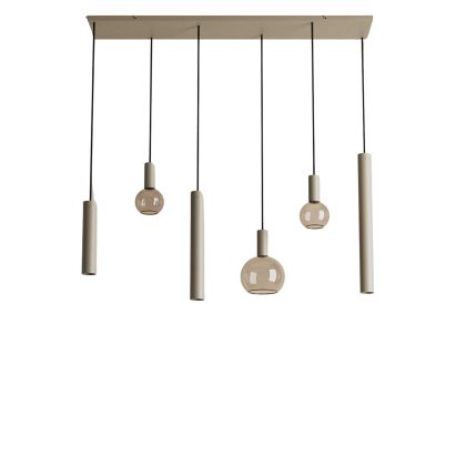 Hanglamp Riva recht 6 lichts quartz