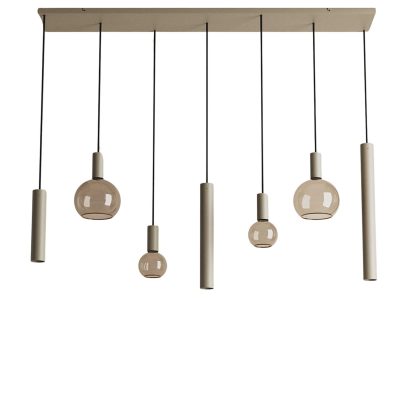Hanglamp Riva recht 7 lichts quartz