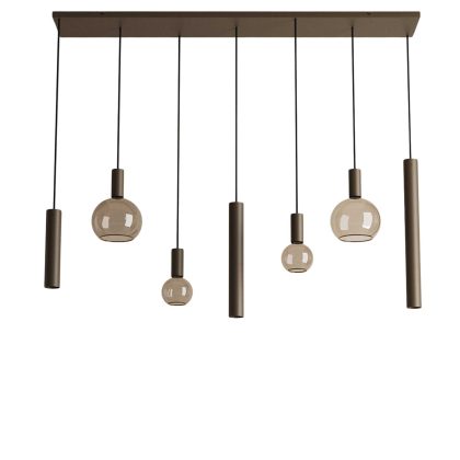 Hanglamp Riva recht 7 lichts platinum