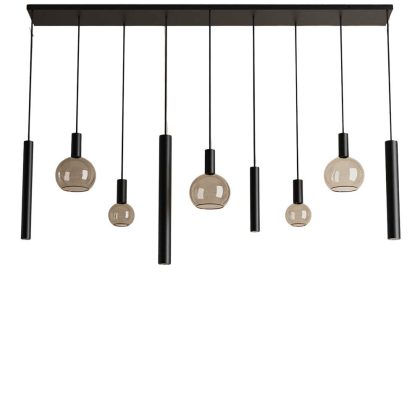 Hanglamp Riva recht 9 lichts zwart