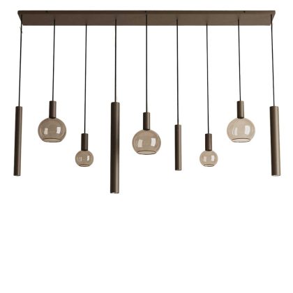 Hanglamp Riva recht 9 lichts platinum