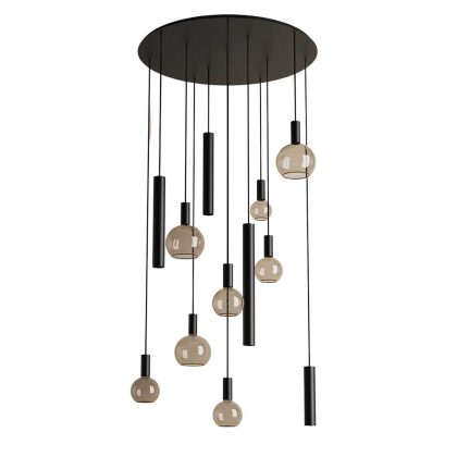 Hanglamp Riva rond 12 lichts zwart