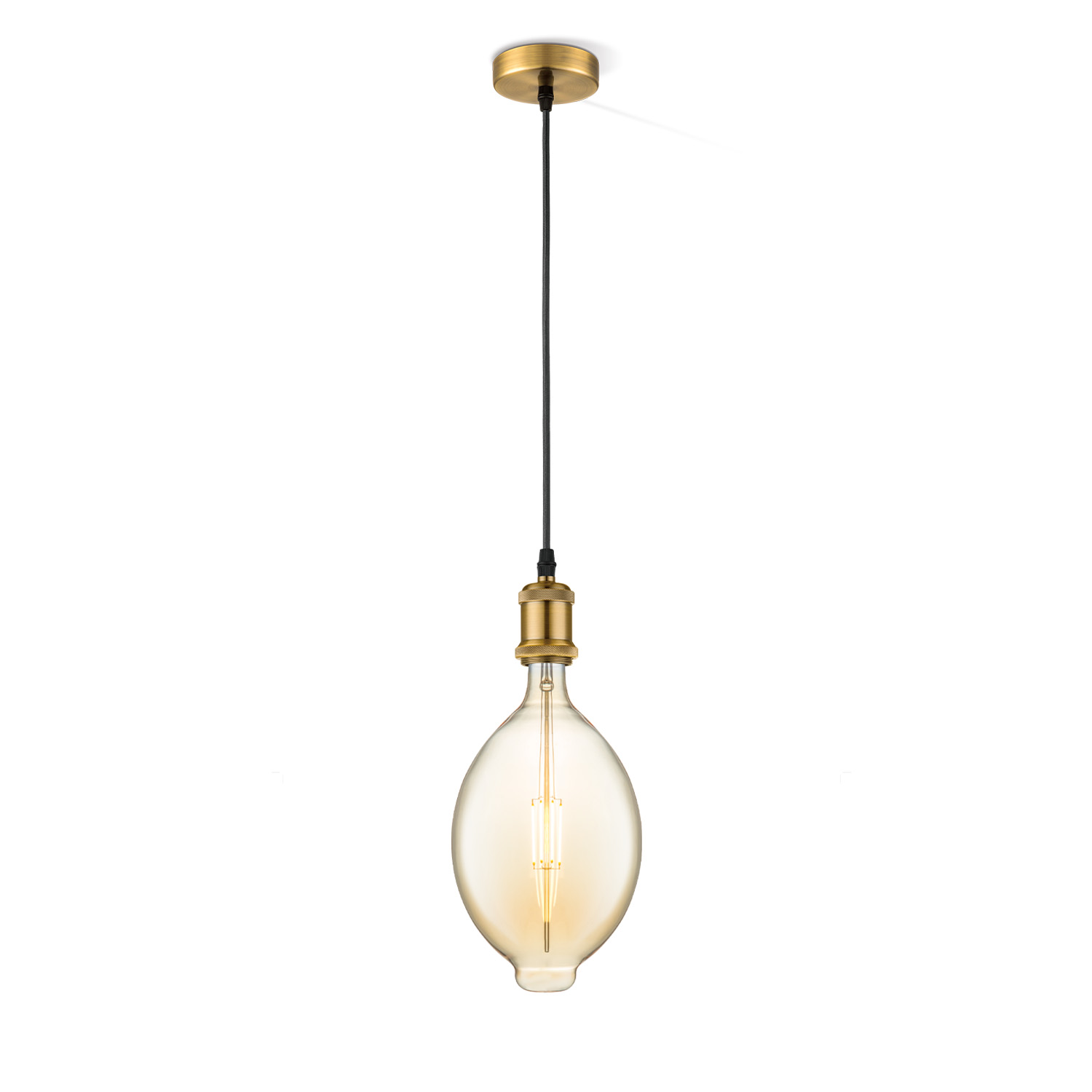 Light depot - hanglamp Vintage Oval - Brons - amber - Outlet