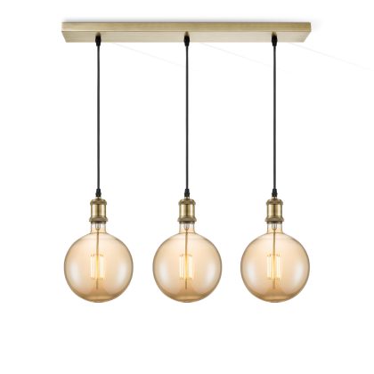 Light depot - hanglamp Vintage brons 3L Beam Globe g180 - amber - Outlet