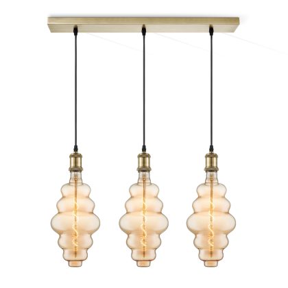 Light depot - hanglamp Vintage brons 3L Beam Cloud - amber - Outlet