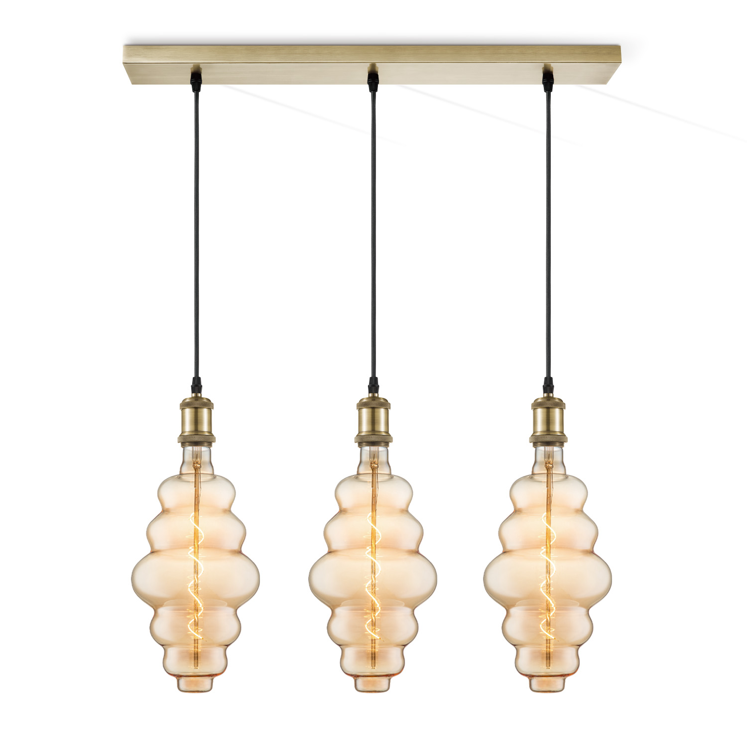 Light depot - hanglamp Vintage brons 3L Beam Cloud - amber - Outlet