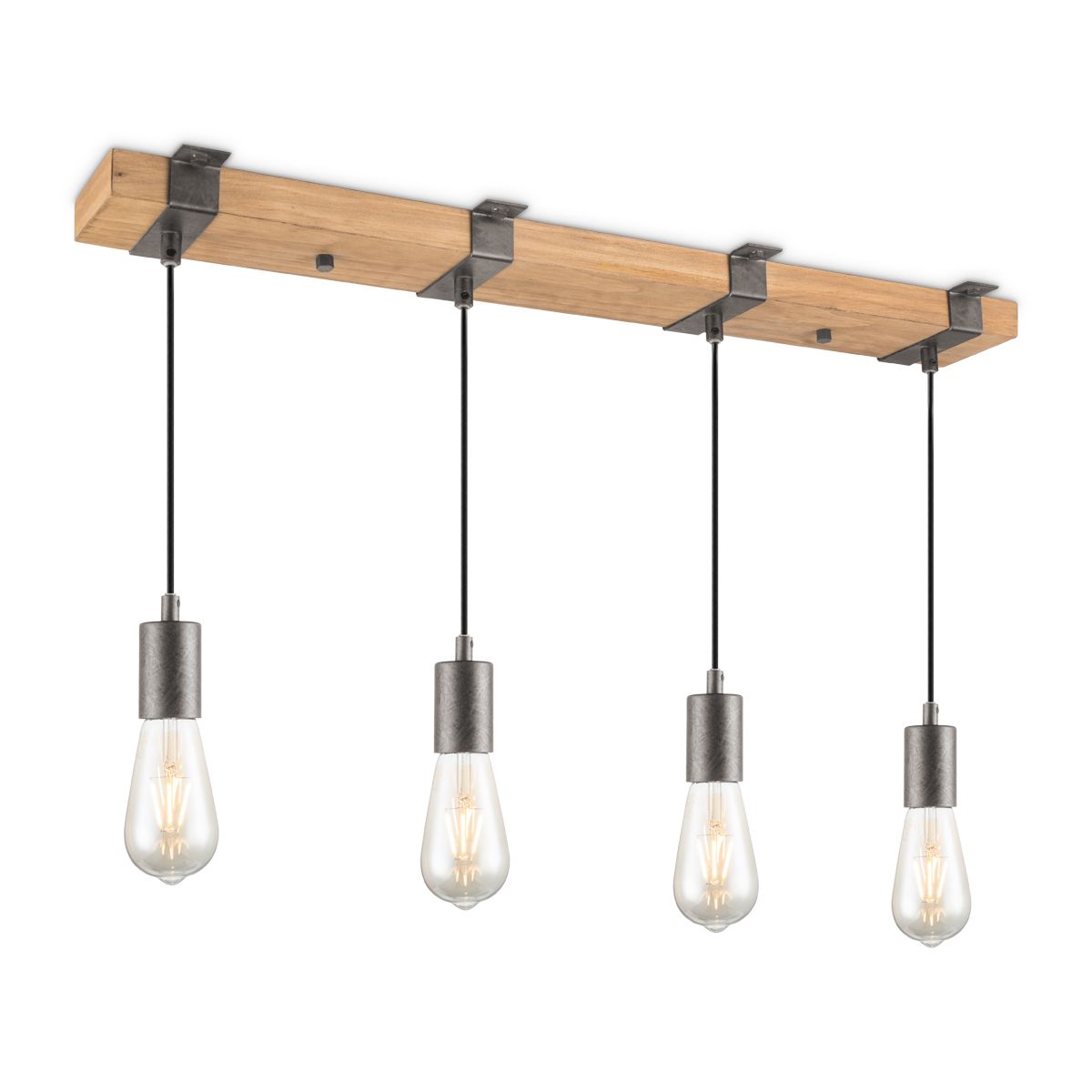Home sweet home hanglamp Denton 4L hout / burned metal