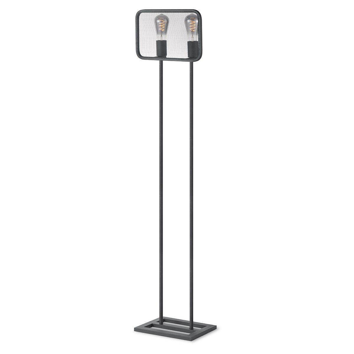 vloerlamp Weave 20/20/160cm, Zwart, 2 lichts staande lamp geschikt voor E27 LED lichtbron, met voetschakelaar, geschikt voor woonkamer, slaapkamer en thuiskantoor