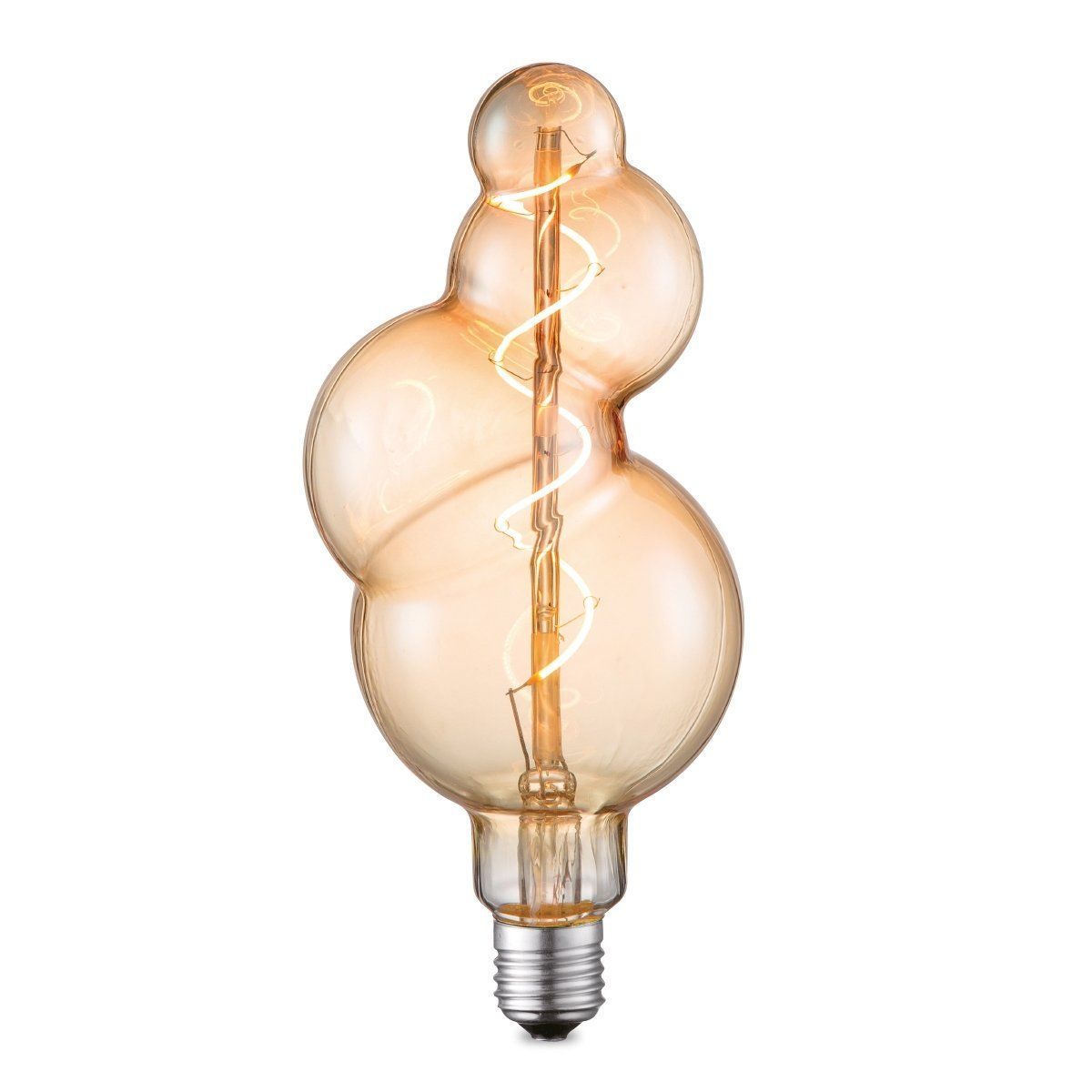 Edison Vintage LED lamp E27 LED filament lichtbron, Spiraal, Bubbel 11/11/23cm, Amber, Retro LED lamp Dimbaar, 4W 280lm 2700K, warm wit licht, geschikt voor E27 fitting