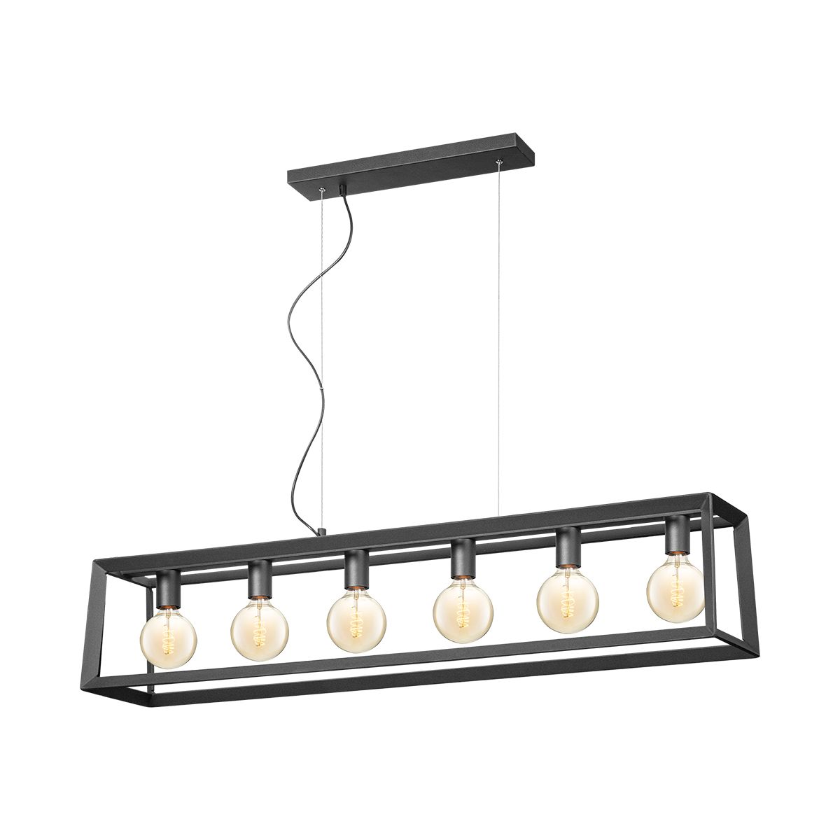 Light depot - hanglamp Dito recht 6L - zwart - Outlet