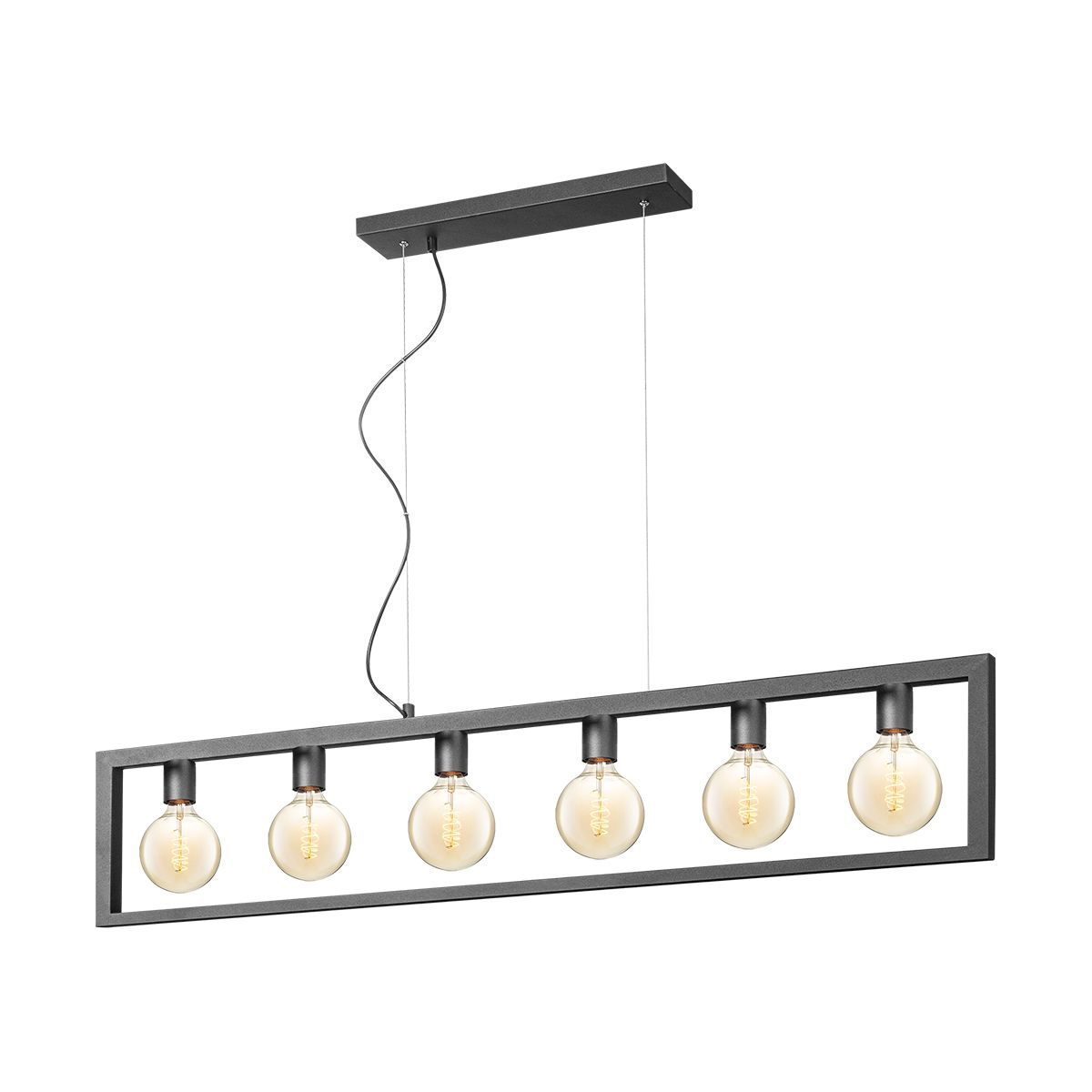 Home sweet home hanglamp Fito 6L rechthoek vlak - zwart
