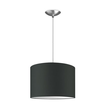 hanglamp Bling-Basic, lampenkap 30/30/20cm, gemaakt van stof en metaal, geschikt voor E27 LED lamp, antraciet, pendel lengte 100 cm, Pendellamp geschikt voor woonkamer, slaapkamer, keuken