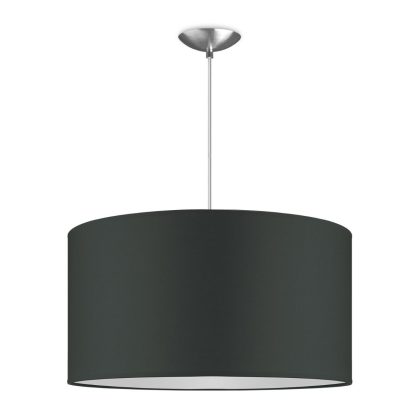 hanglamp Bling-Basic, lampenkap 50/50/25cm, gemaakt van stof en metaal, geschikt voor E27 LED lamp, antraciet, pendel lengte 100 cm, Pendellamp geschikt voor woonkamer, slaapkamer, keuken