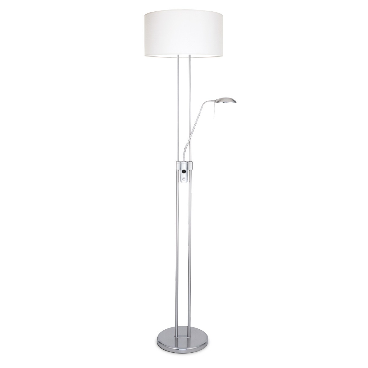 Light depot - vloerlamp Up mat staal - lampenkap wit - Outlet