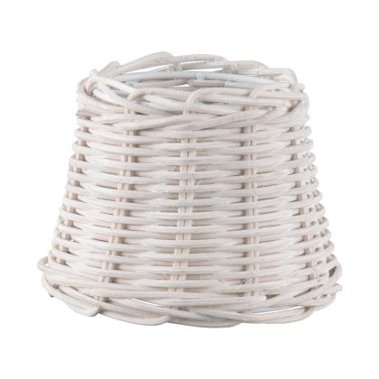 Lampenkap rond schuin | taps | rotan | rieten klemkap voor kroonluchter | lampenkap met klem | Ø13cm H9cm | wit