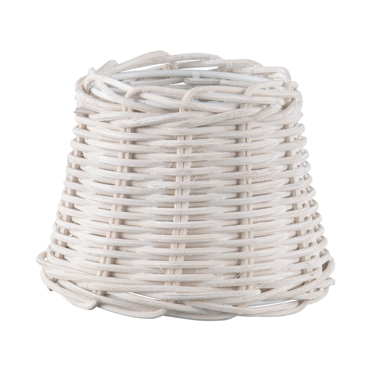 Lampenkap rond schuin | taps | rotan | rieten klemkap voor kroonluchter | lampenkap met klem | Ø13cm H9cm | wit