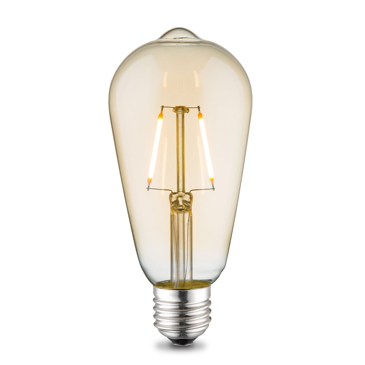 Edison Vintage LED filament lichtbron Drop - Amber - ST64 Deco - Retro LED lamp - 6.4/6.4/14cm - geschikt voor E27 fitting - 2W 160lm 2700K - warm wit licht