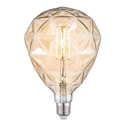 Edison Vintage LED filament lichtbron Globe - Amber - G125 Deco - Retro LED lamp - 15/15/22cm - geschikt voor E27 fitting - Dimbaar - 4W 400lm 2700K - warm wit licht