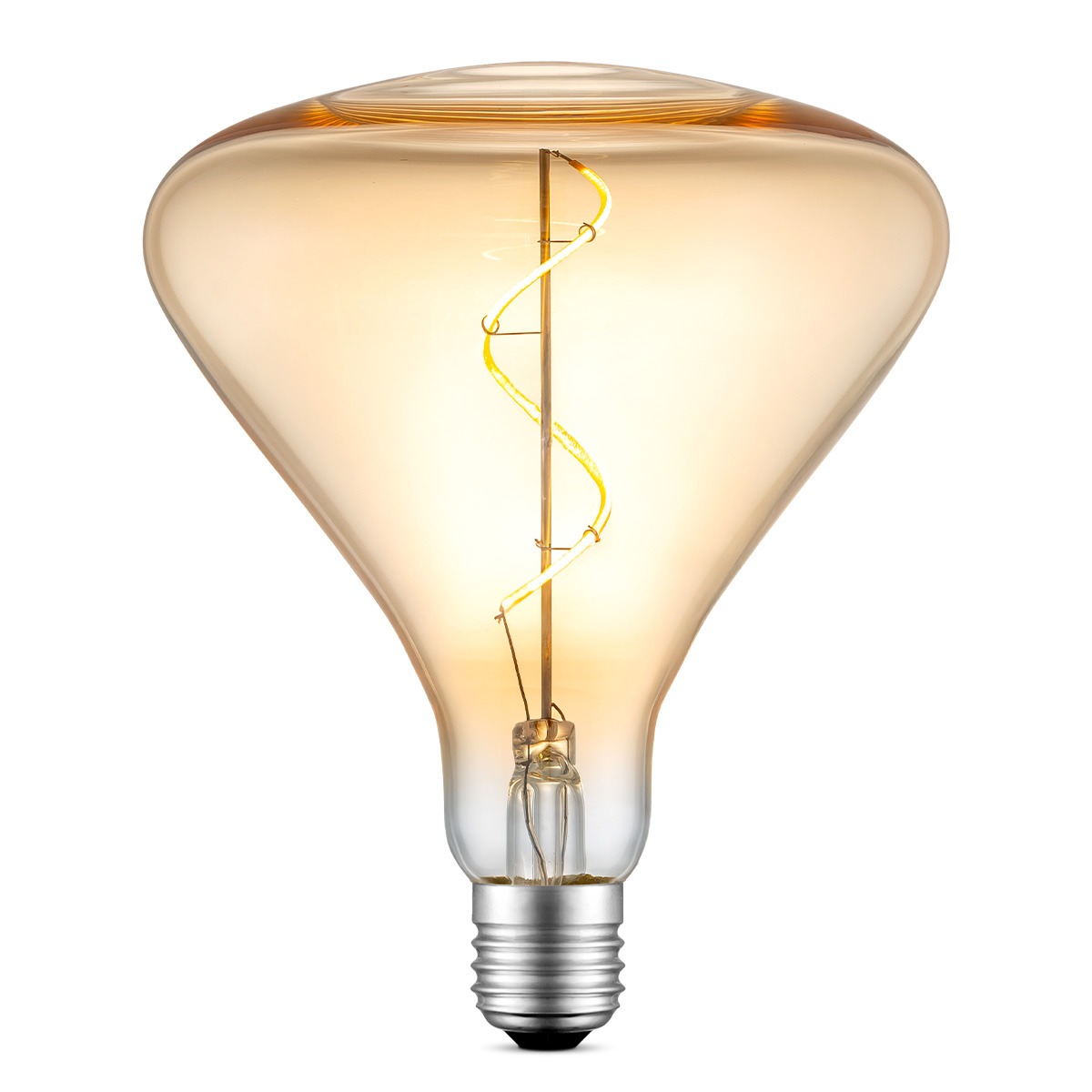 Edison Vintage LED lamp E27 LED filament lichtbron, Spiraal, Flex 14/14/16cm, Amber, Retro LED lamp Dimbaar, 3W 180lm 2700K, warm wit licht, geschikt voor E27 fitting
