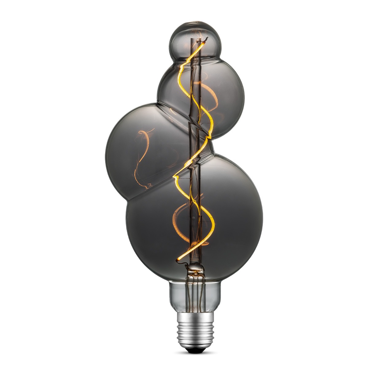 Edison Vintage LED lamp E27 LED filament lichtbron, Spiraal, Bubbel 11/11/23cm, Rook, Retro LED lamp Dimbaar, 4W 100lm 1800K, warm wit licht, geschikt voor E27 fitting