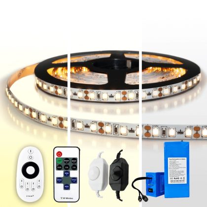 Led strip op batterij warm wit, helder wit of koud wit complete set 4 meter premium